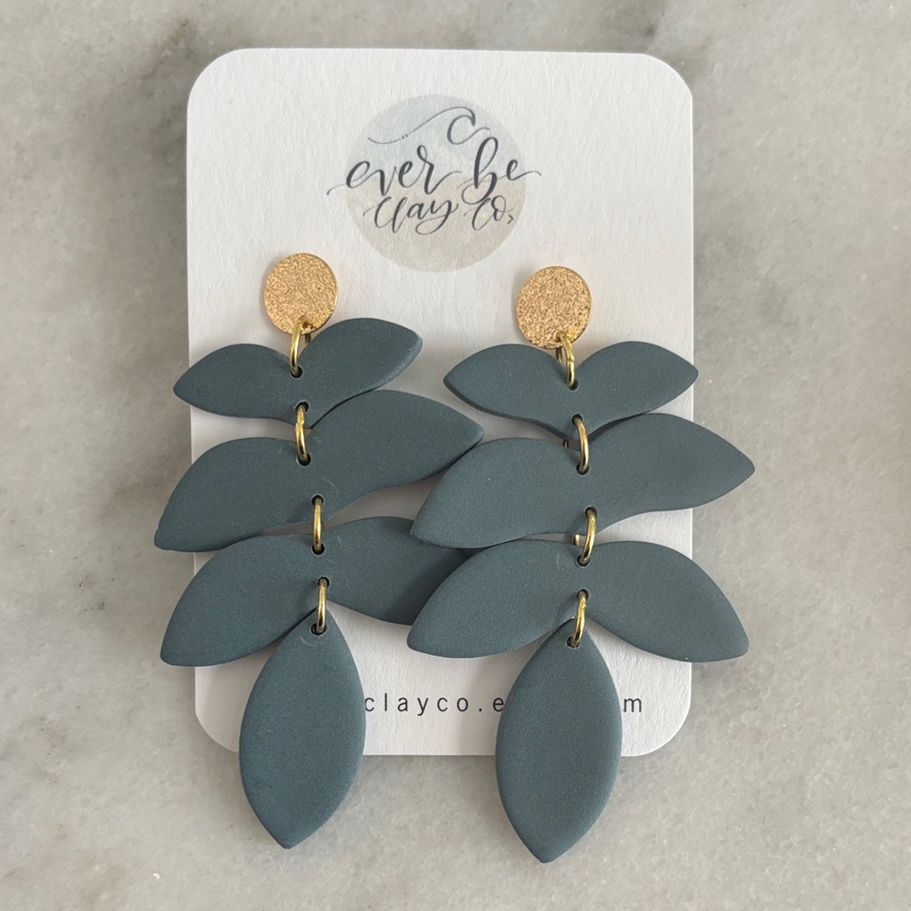 Blue Leaf Earrings